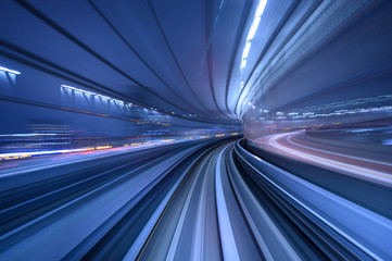 abstract motion blurred long exposure train