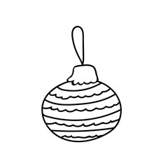 Hanging Christmas ball. Coloring book element.
