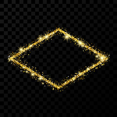 Gold glitter frame with shiny sparkles