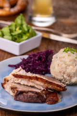 sliced bavarian roasted pork with dumpling