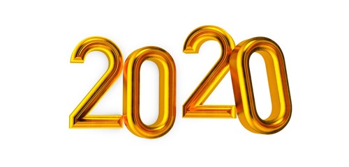 2020 year in gold digital 3d