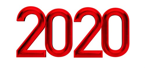 2020 year in red digital 3d