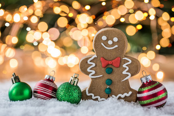 christmas cookies and decorations with gingerbread