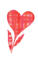 Colorful flower with a bud in the form of a heart for the holiday Valentine's Day. Watercolor hand drawn illustration