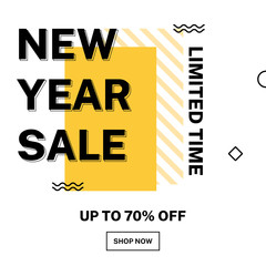 New year sale banner template, modern christmas discount element vector illustration