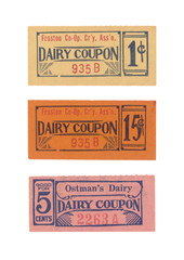 Milchschein Milchticket Dairy ticket vintage retro Englisch english Dairy Coupon 1 cents Ostman's...