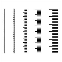 Measuring scale, marking for ruler, thermometer scale, marks for tape measure. Vector illustration