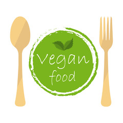 Bio spoon and fork. The emblem of veganism. Idea for business.
