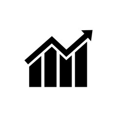 Graphic icon, logo isolated on white background. Chart, growth chart