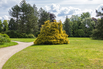 Picturesque Public Park in Rambouillet town. Rambouillet, Yvelines department, Ile-de-France region, 50 km southwest of Paris. France.
