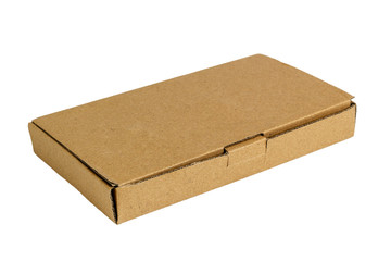 Cardboard box isolated on a white background.