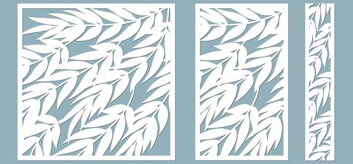 template for cutting. Palm leaves pattern. Laser cut. Vector illustration.