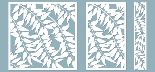 template for cutting. Palm leaves pattern. Laser cut. Vector illustration.