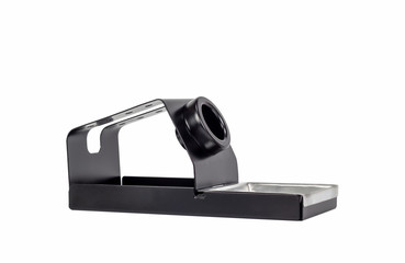 Metal stand for soldering iron electronic tool.