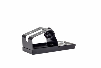 Metal stand for soldering iron electronic tool.