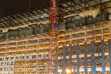 Long exposure photo of Boston under construction at night.