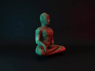 Stone status on a black background. 3D Rendering