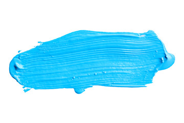 Blue turquoise brush stroke isolated on white background. Turquoise abstract stroke. Colorful watercolor brush stroke.