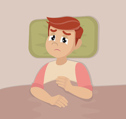 Man with sleep problems and insomnia symptoms.