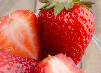 Fresh red strawberries closeup - 309850799
