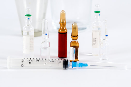 Syringes and ampoules for injection