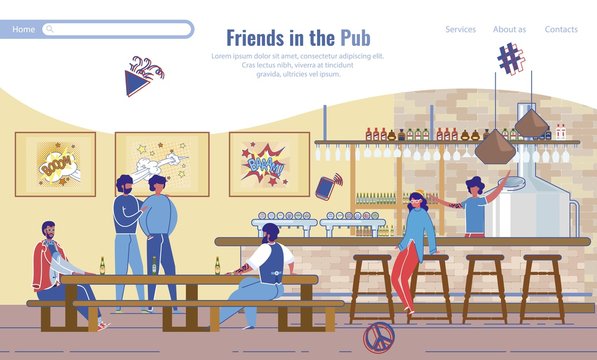 Friends Rest in Pub Landing Page Lifestyle Design