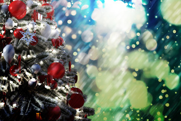 Christmas tree against a glittery luminous background