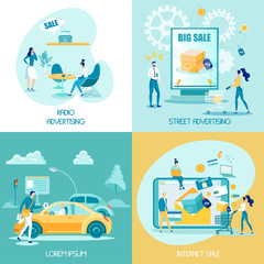 Street Advertising Flat Social Media Banners Set