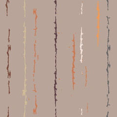 Seamless striped pattern. Vertical silhouettes. Hand drawn watercolor tempera sketch. Graphic abstract dynamic texture. Light brown, gray, orange soft colored background. Vector - 309852512