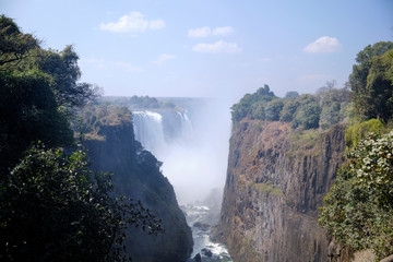 Victoria Falls during dry season, Zimbabwe / Zambia