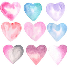 Obraz premium Watercolor illustration of Valentine's Day.Heart.Clipart.Pink background. Love. Gift wrapping. Gift paper. Postcards. Greetings.