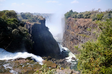 Victoria Falls during dry season, Zimbabwe / Zambia