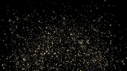 Double burst of confetti. Gold festive confetti explosions fall on a black and green background. Alpha animation. Slow motion. - Powered by Adobe