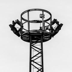 Black and white watchtower in silhouette