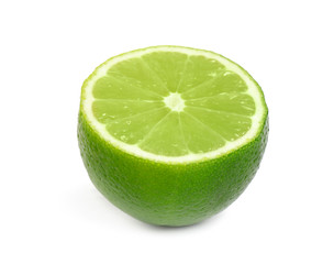 Half of fresh green lime isolated on white