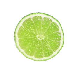 Cut fresh ripe lime isolated on white