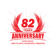 82 years logo design template. 82nd anniversary vector and illustration.
