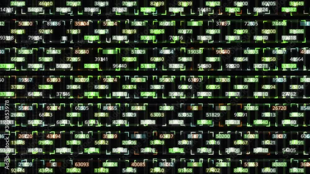 Aufkleber data and number values passing through cyberspace. animation. colorful abstract background with plen