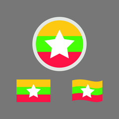 Myanmar flag, official colors and proportion correctly. National Myanmar flag. Flat vector illustration
