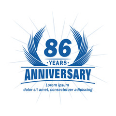 86 years logo design template. 86th anniversary vector and illustration.