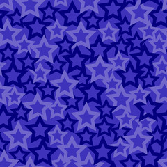 The seamless pattern with blue stars on a blue background. Vector.