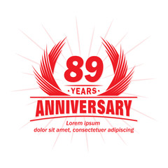 89 years logo design template. 89th anniversary vector and illustration.