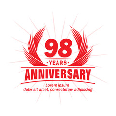 98 years logo design template. 98th anniversary vector and illustration.