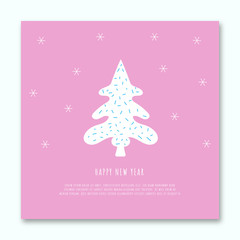 Naklejka premium Pink palm tree greeting card for happy new year or happy valentine. Simple illustration