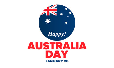 Obraz na płótnie Canvas Australia Day. National happy holiday, celebrated annual in January 26. Australian flag. Patriotic elements. Poster, card, banner and background. Vector illustration