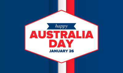 Australia Day. National happy holiday, celebrated annual in January 26. Australian flag. Patriotic elements. Poster, card, banner and background. Vector illustration