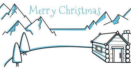 Wishing Merry Christmas and Happy new year. Santa claus sinterklas is coming to good kid with present gift on deer carriage 2d animation hand written lettering.Nature winter scenery.Text sign clip - Powered by Adobe
