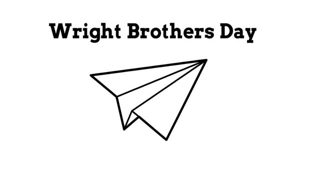 Wright Brothers day 2d animation hand written lettering. History trasnportaion heritage aircraft. Day memory aviation over century historic.