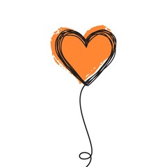 Tangled scribbled heart on a string air baloon or flower like