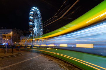 Poznan architecture in the evening. Artistic photographs of the city of Poznań using long exposure...